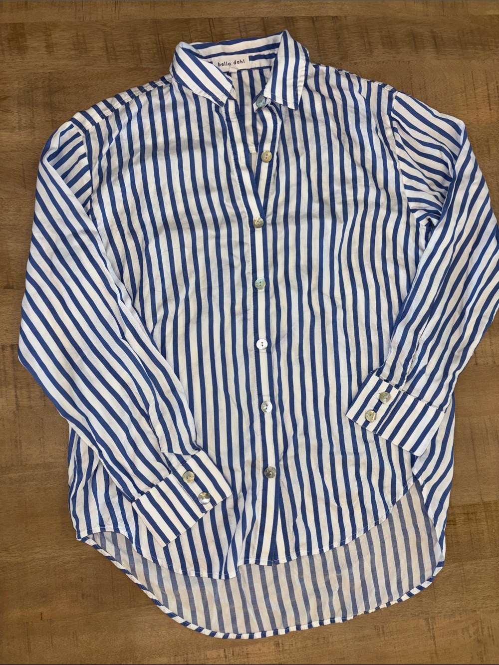 Bella Dahl Blue & White Two-Piece Set Button-Front L/S Shirt Top & Pants Medium - Picture 3 of 6
